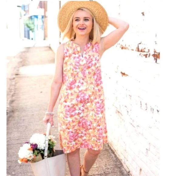 J. Jill Dresses & Skirts - J. Jill Love 100% Linen Sleeveless Coral Floral Dress. Size Small.